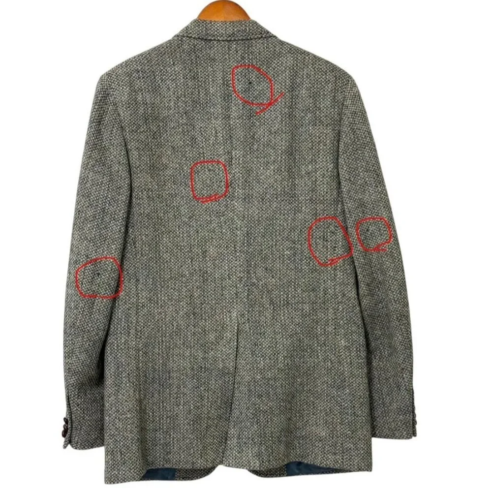 Vintage Harris Tweed Cricketeer Mens Blazer Sport Coat Wool Blue Gray Size 42R?